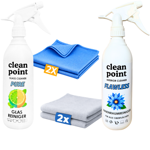 Auto Innenraum und Glas Set streifenfrei mit Mikrofasertüchern CleanPoint